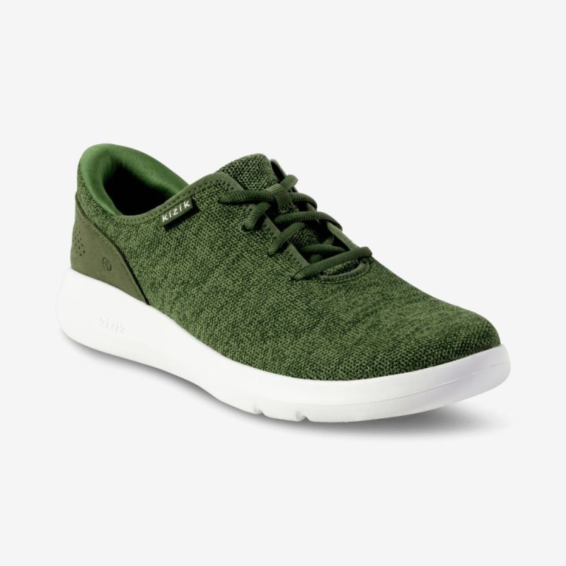 Olive Kizik Madrid Eco Knit Men's Sneakers | TJHR3974