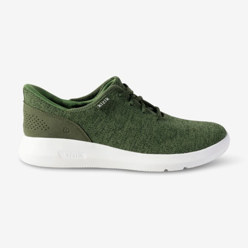 Olive Kizik Madrid Eco Knit Men's Sneakers | TJHR3974